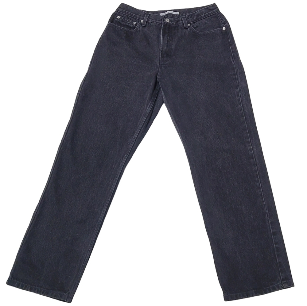 Tommy Hilfiger Vintage 90s Black Stone Wash High Waisted Tapered Leg Denim Jeans - Picture 3 of 10